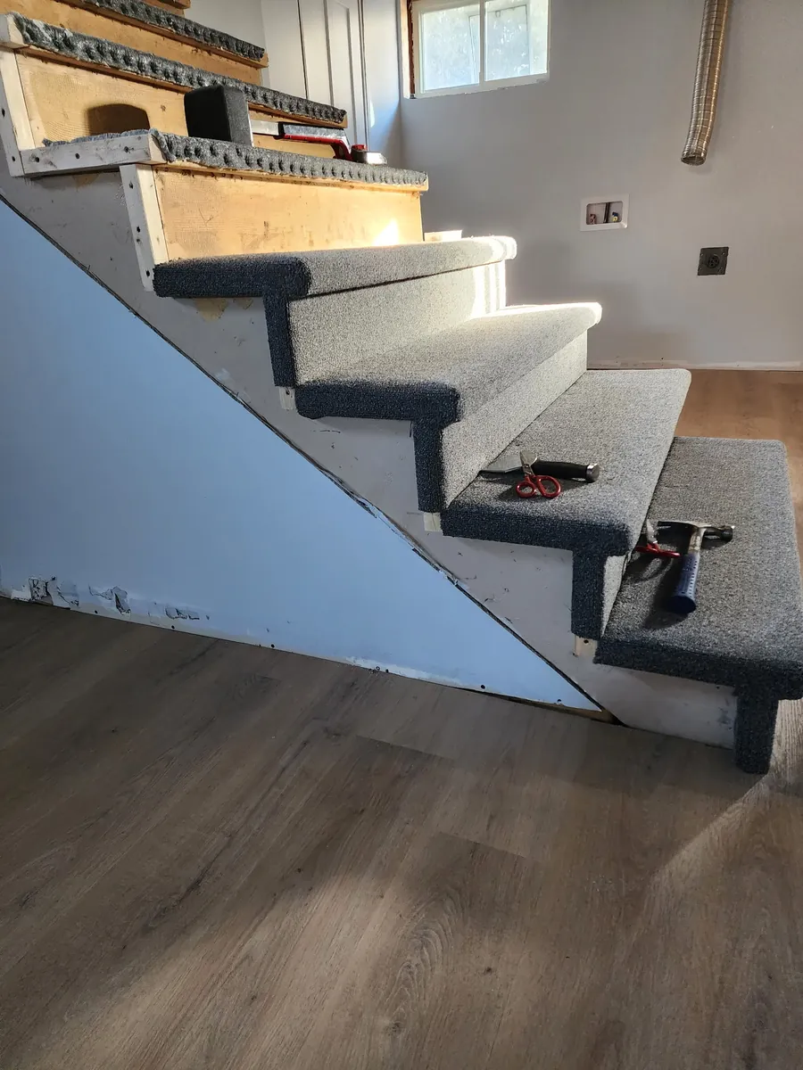 Carpet stair installation by JD Flooring in North Bay