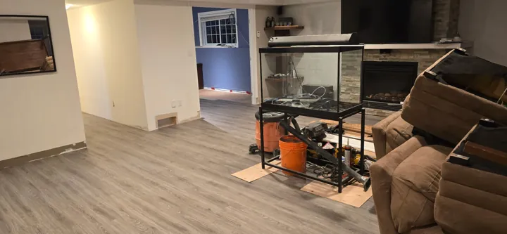 Finished basement flooring by JD Flooring