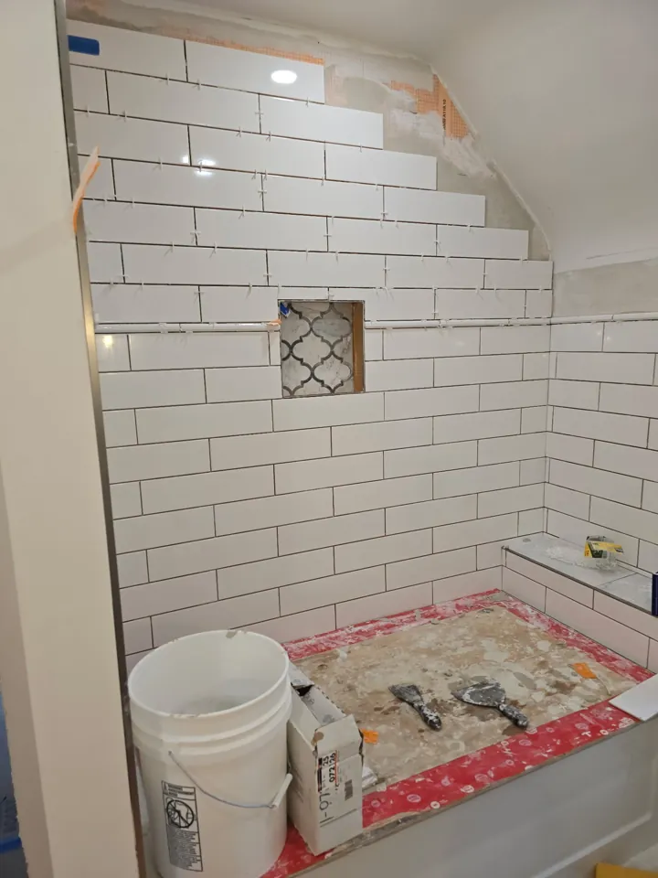 Tiled bathroom installed by JD Flooring