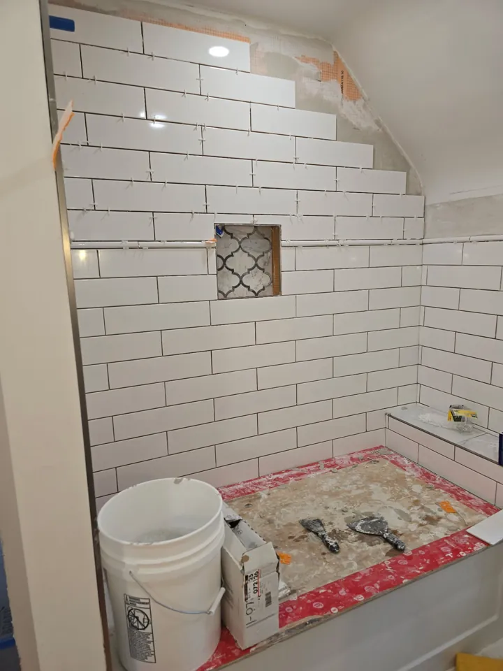 Tiled bathroom installed by JD Flooring
